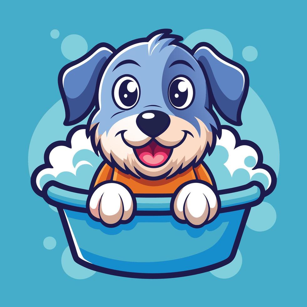 Cute and Playful Logo Illustration of a Dog in a Bath Mascot Cartoon vector
