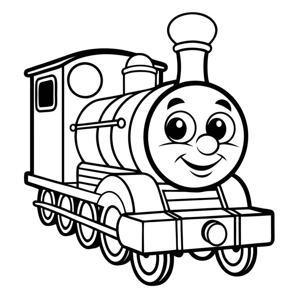 Adorable Steam Locomotive Outline Drawing for Coloring and Fun vector
