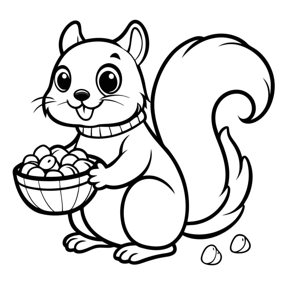 Curious Squirrel Gathering Acorns for a Cozy Winter s Day vector
