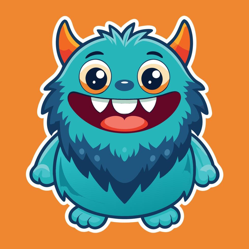 Whimsical Illustration of an Adorable Furry Monster with Big Eyes and Curious Expression vector