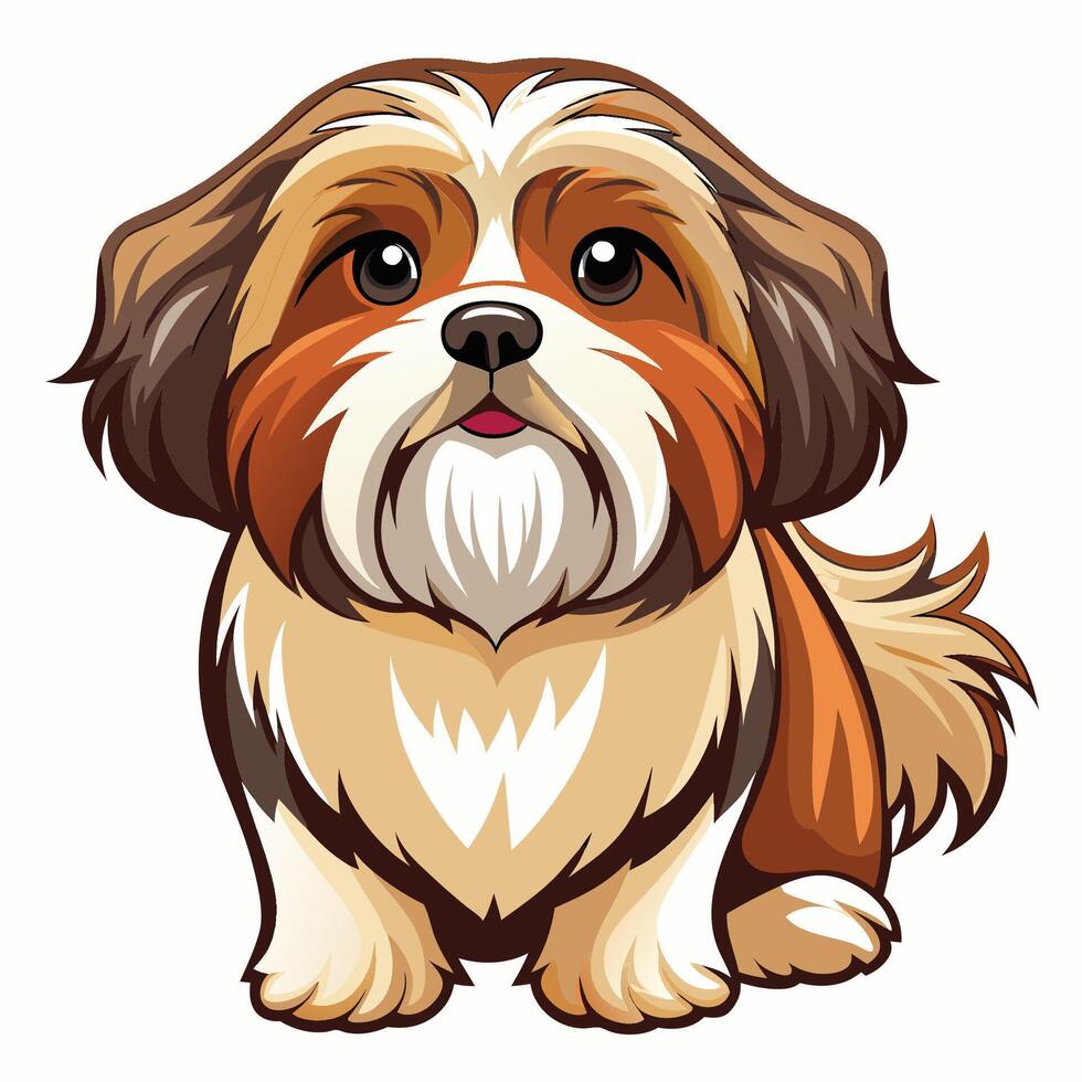 Adorable Shitzu Dog Standing Isolated on a White Background vector