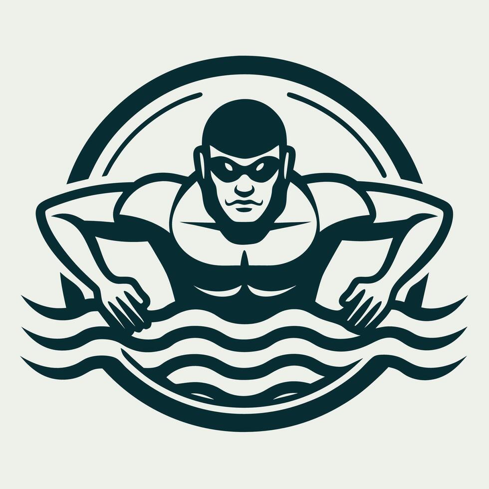 Creative Logo Depicting a Dynamic Swimmer in Motion vector