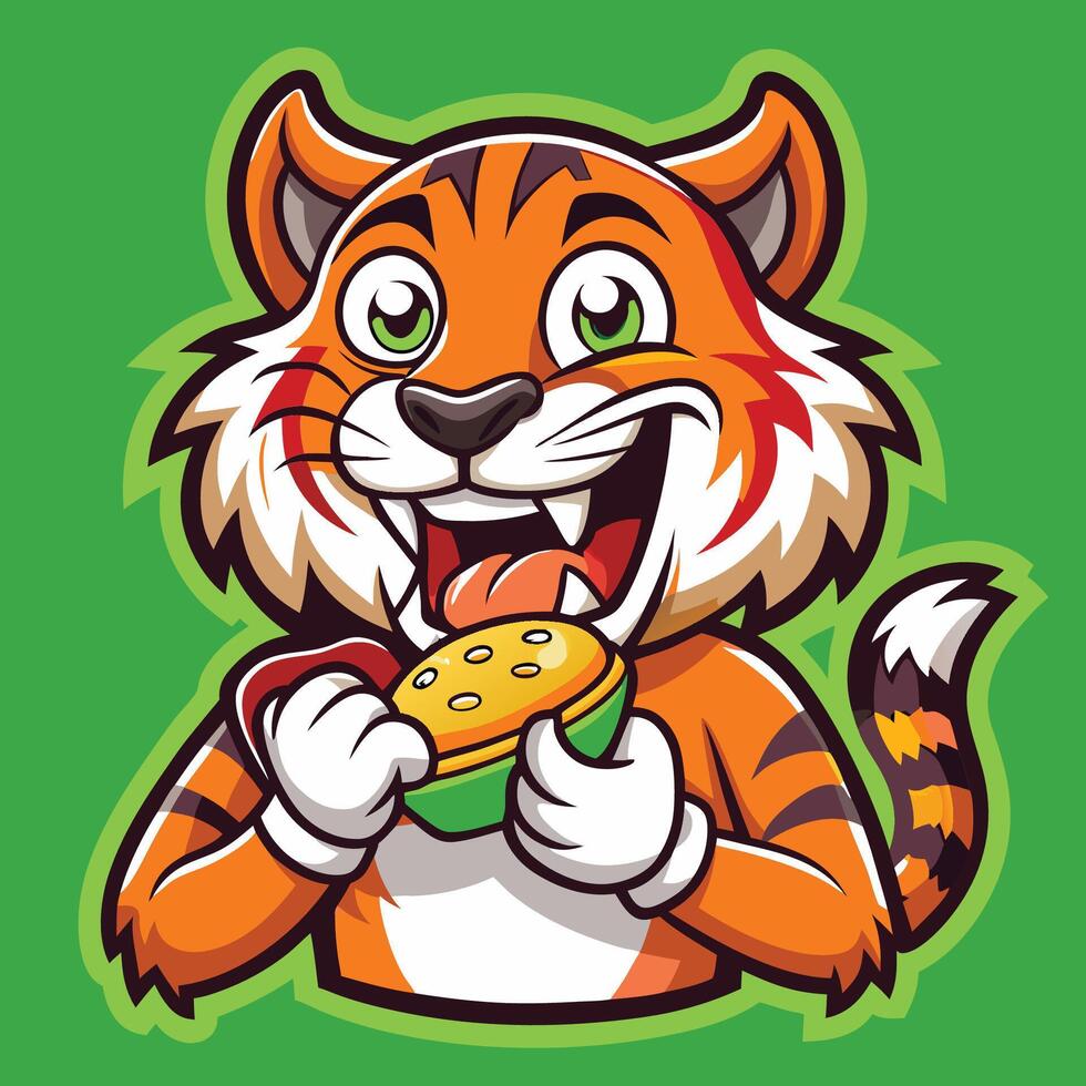 Mighty Tiger Devouring Its Prey Mascot Logo vector