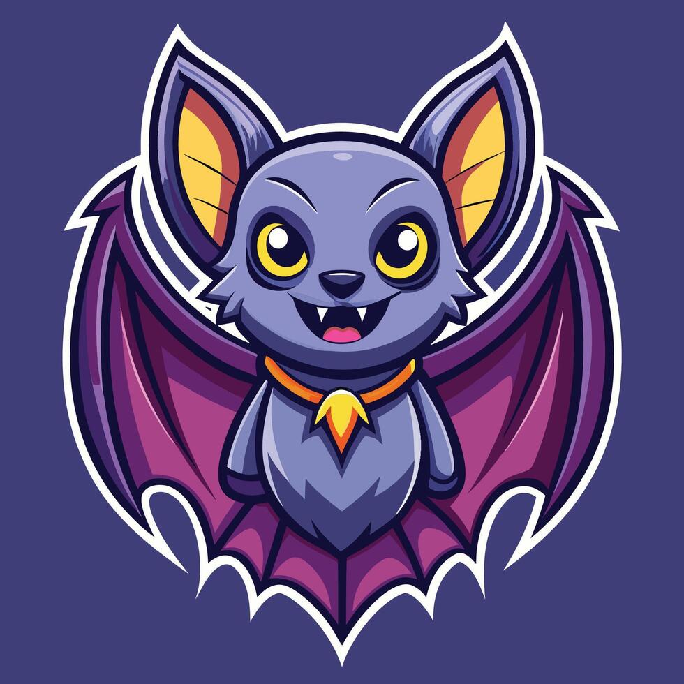 Adorable Cartoon Bat Mascot Illustration with Cute Expressions and Wings vector