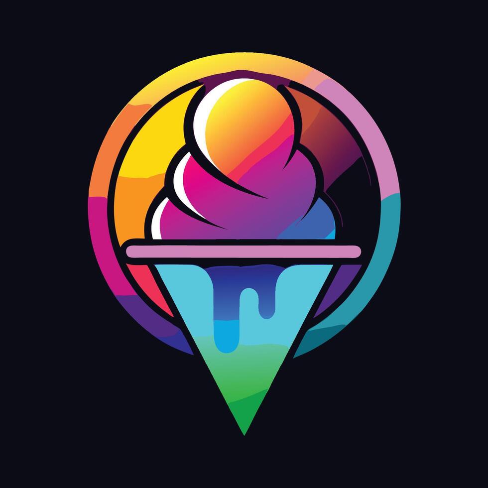 Vibrant Gradient Color Illustration of a Melting Ice Cream Cone vector