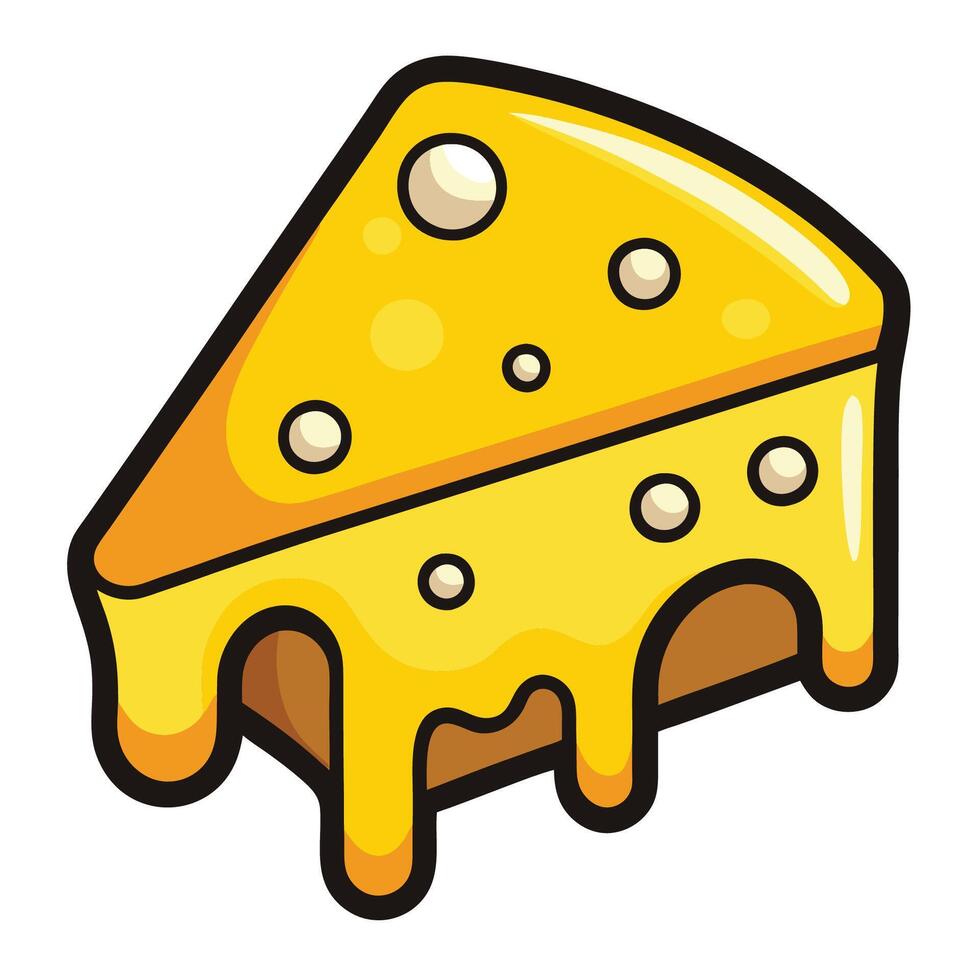 Amusing Animated Cartoon Illustration of Melted Slice of Cheese vector