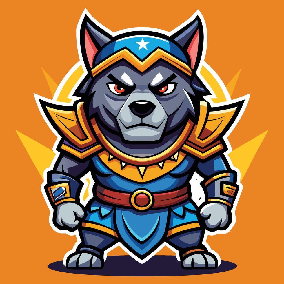 Mascot Character Sticker Mighty Warrior Dog Logo vector