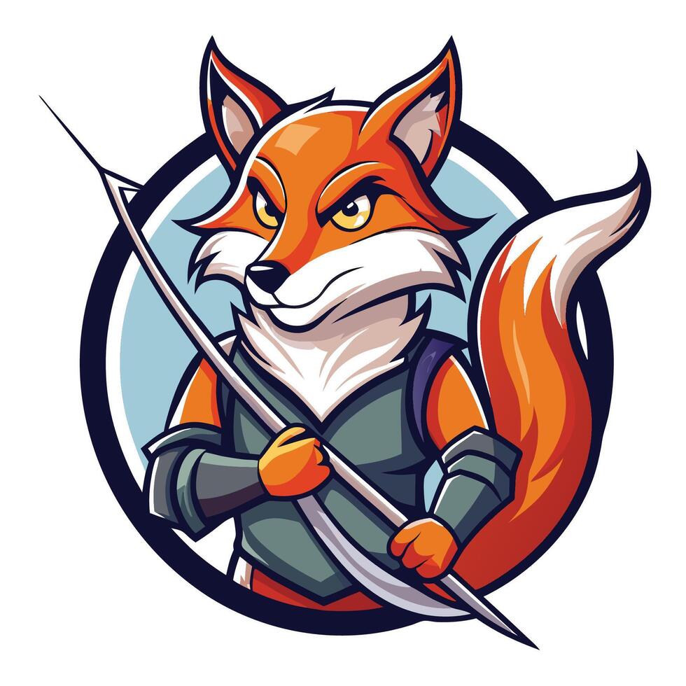 Cute Cartoon Fox Mascot Archer with Bow and Arrow for Archery Teams and Logos vector