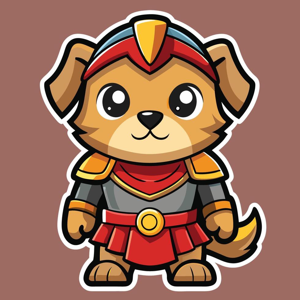 Adorable Puppy Dressed in Mighty Warrior Uniform Ready for Battle vector