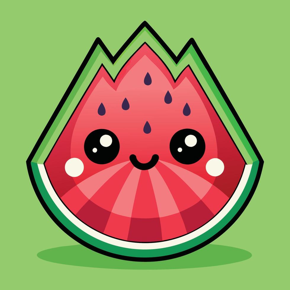 Adorable Sticker of a Cute Watermelon Emoji Mascot Logo Graphic vector