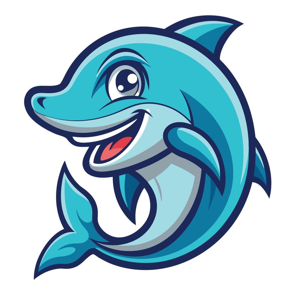Animated Dolphin Mascot Character with Cartoonish Style and Graphic Illustration vector
