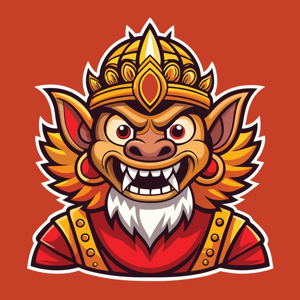 Majestic Barong Mascot Illustration from Balinese Folklore vector