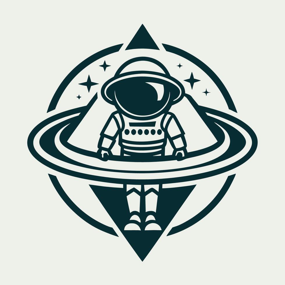 Astronaut with UFO Logo Artwork for Space Enthusiasts vector