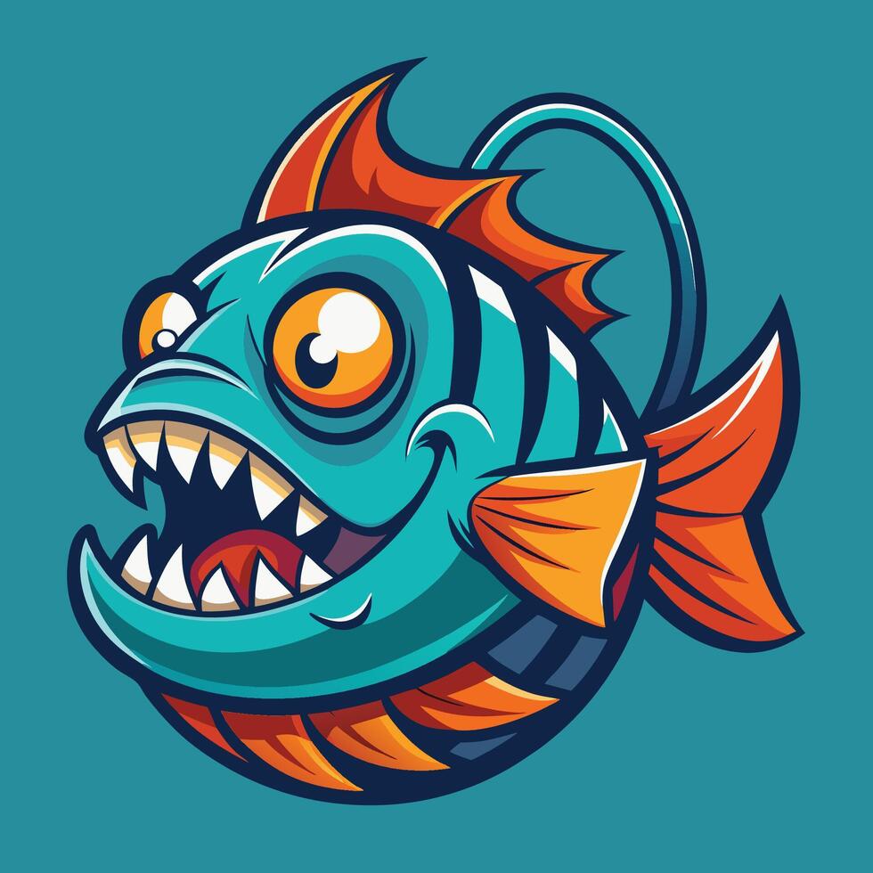 Logo Illustration of an Anglerfish Character with a Friendly and Cartoonish Appearance vector