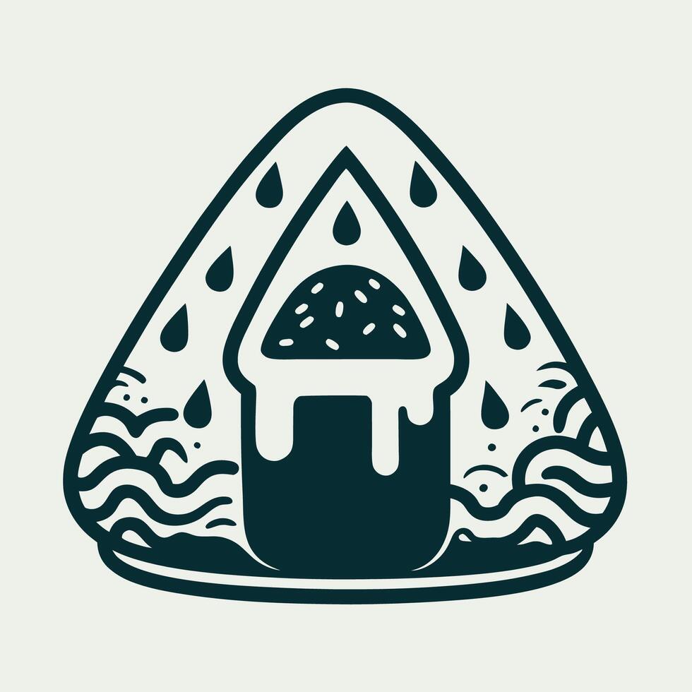 Molten Oni Onigiri Sushi Japanese Food Graphic Illustration vector