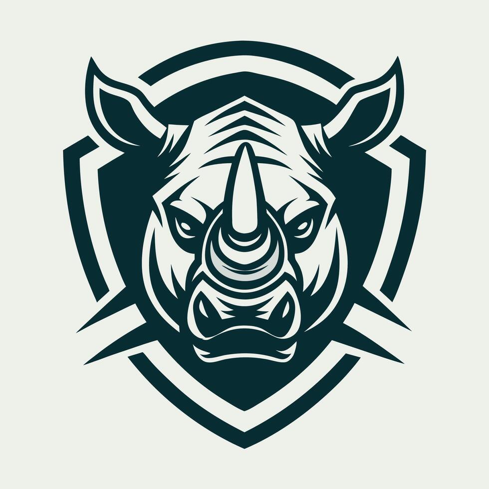 Giant Rhino Silhouette Graphic in Black and White vector