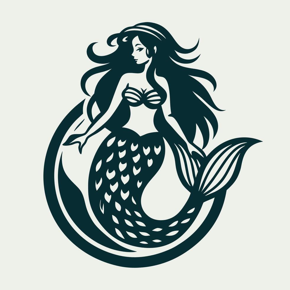 Exquisite Mermaid Logo Design with Elegant Beauty and Graceful Curves vector