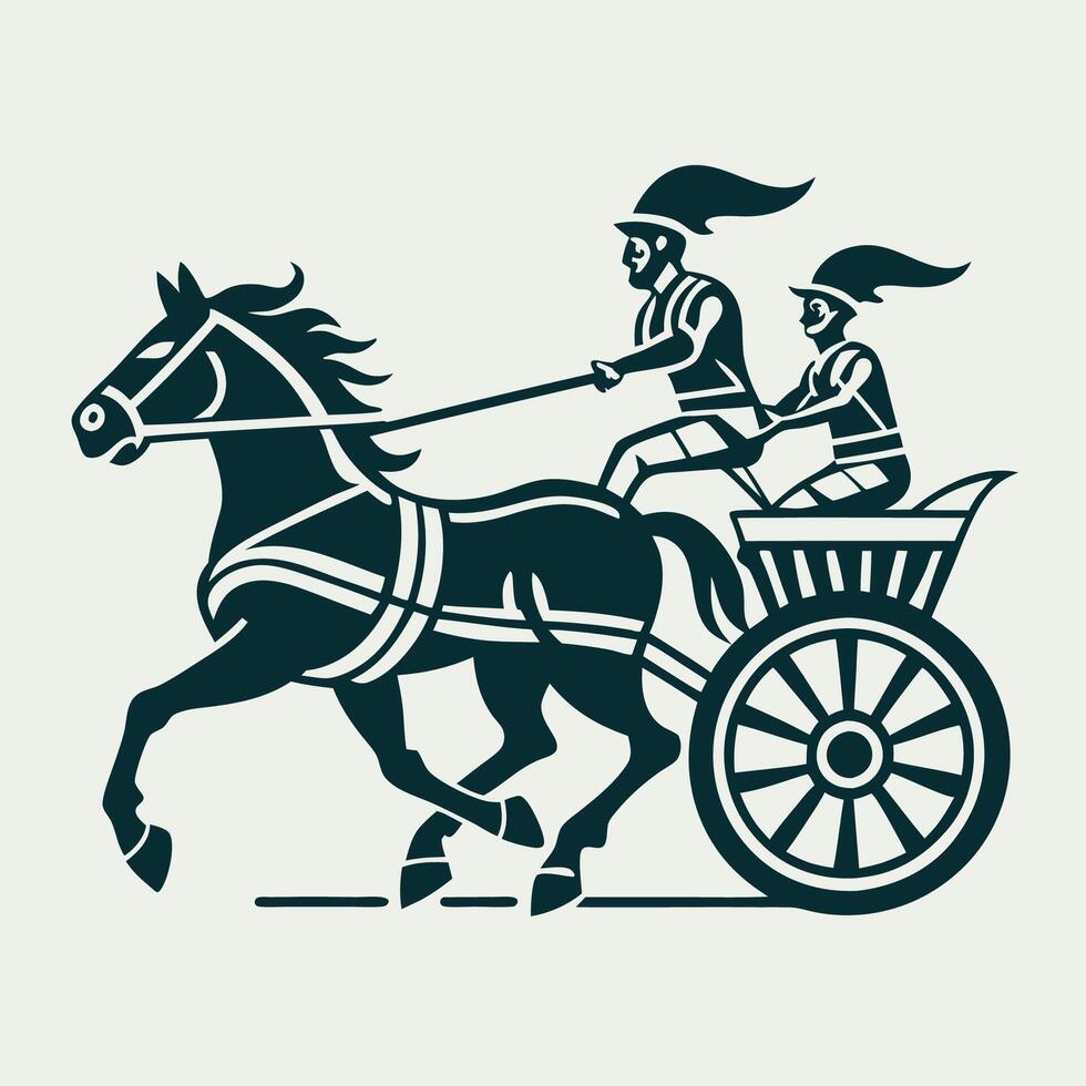 Ancient Roman Gladiator Chariot Race Logo vector