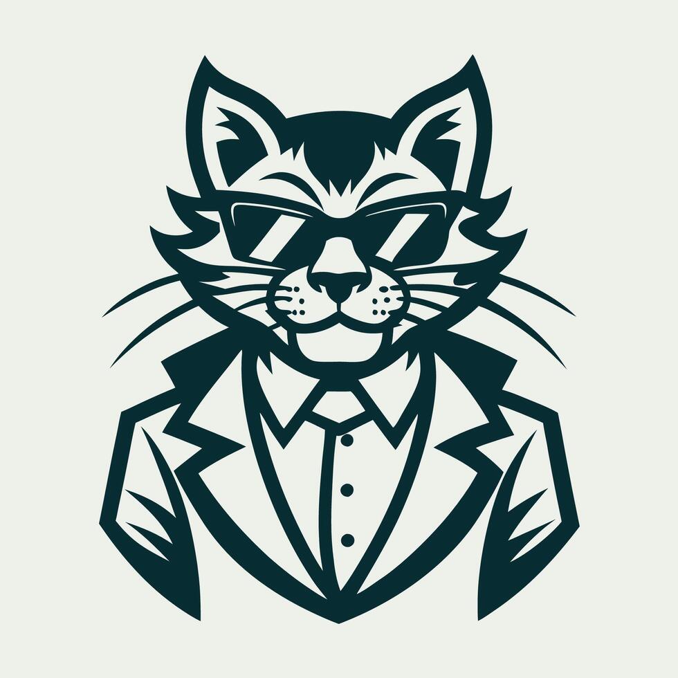 Cool and Adorable Mister Cat Illustration with Intricate Details vector