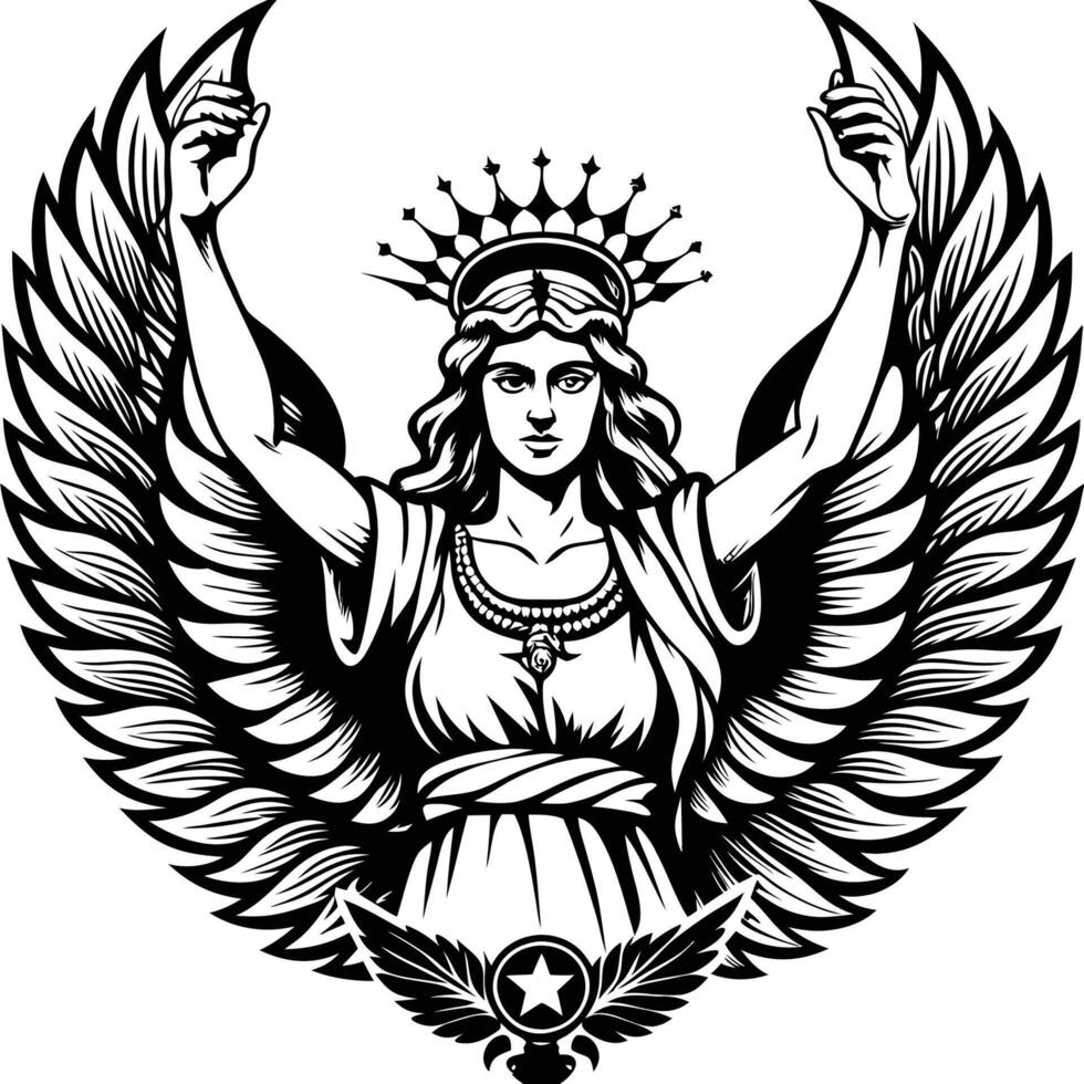 Goddess Logo Displaying a Majestic Female Figure vector