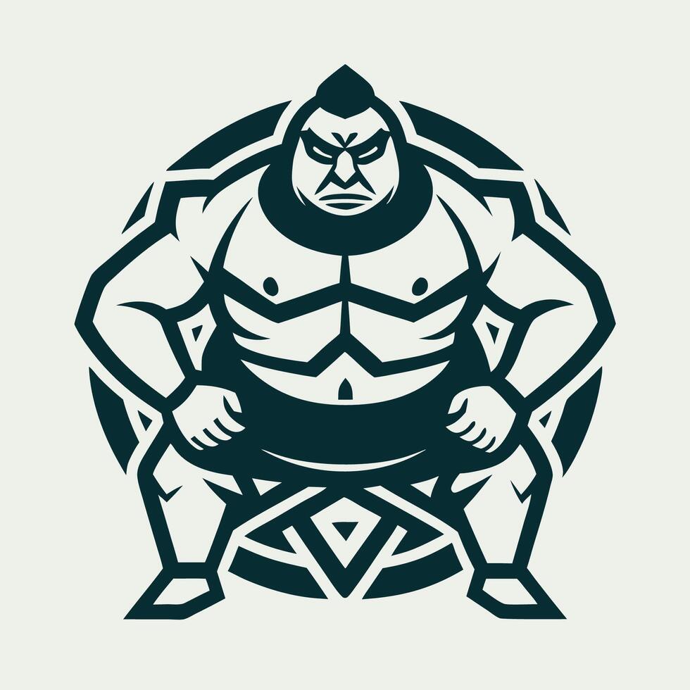 Powerful Geometric Sumo Warrior Logo vector