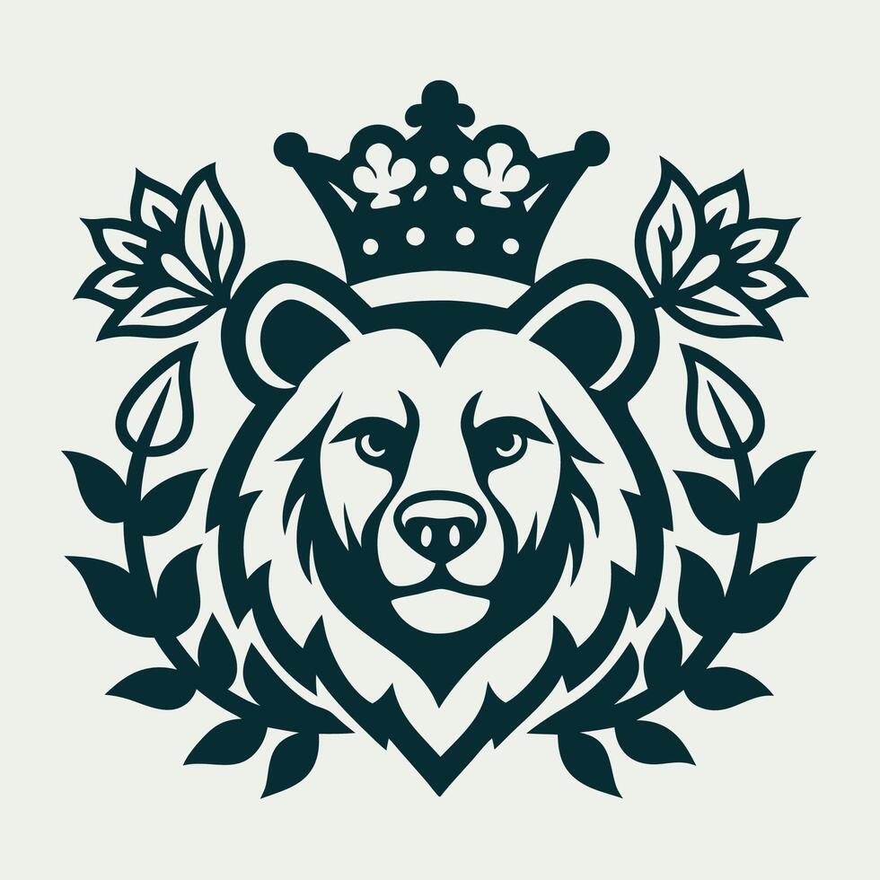 Vintage Bear Crown A Majestic Emblem of Strength and Nobility vector