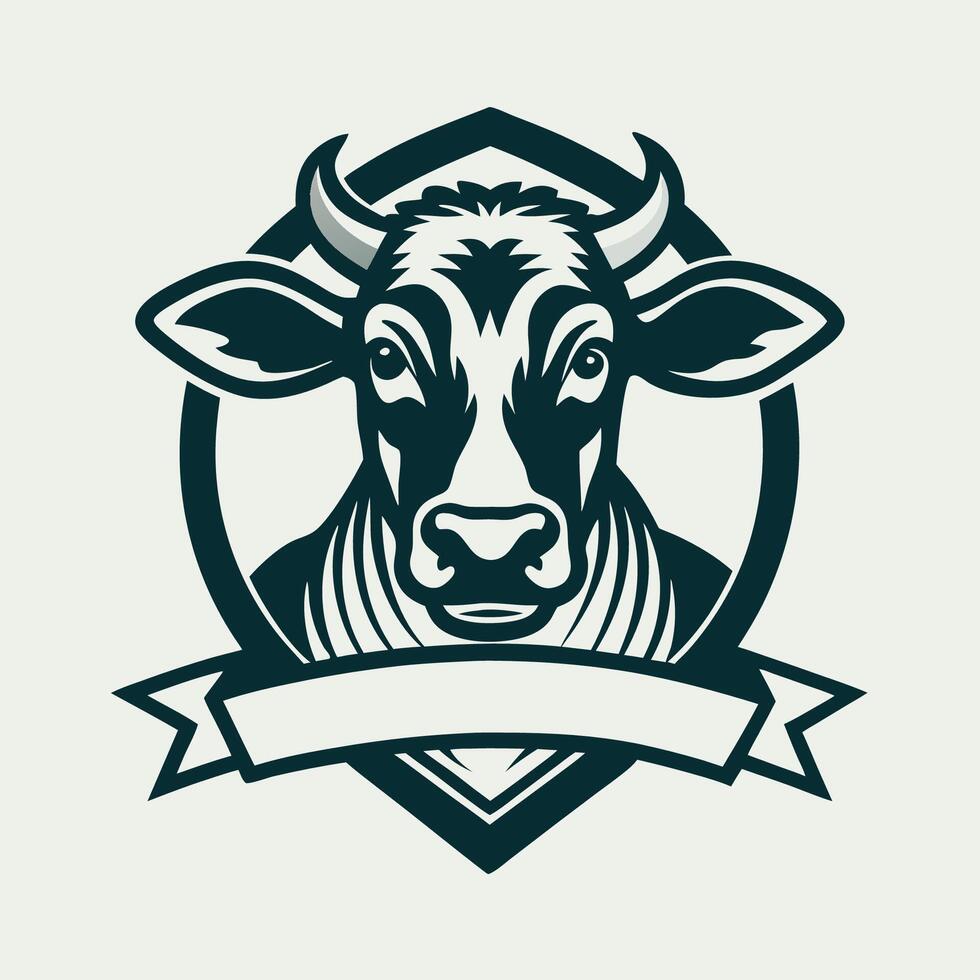 Logo of a Simple Cow Farm with a Graphic Cow Silhouette vector