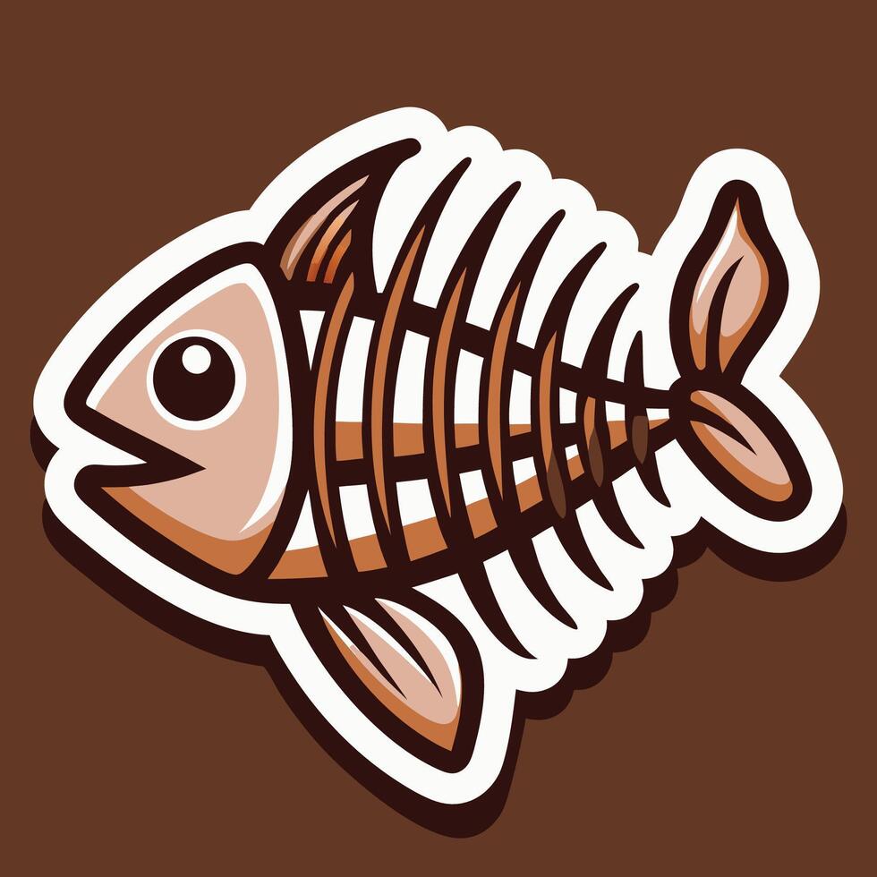Intricate Black and White Fish Skeleton Illustration vector