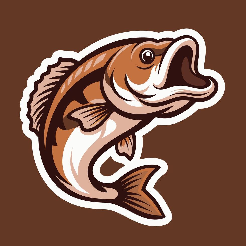 Action Packed Illustration of a Leaping Largemouth Bass Fish vector