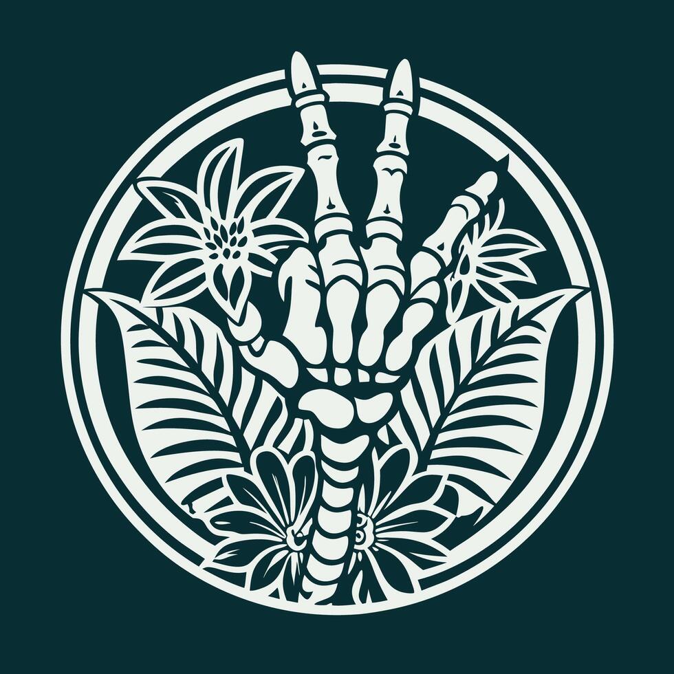Illustration of Skeleton Hand Making a Hang Loose Gesture on a Transparent Background vector
