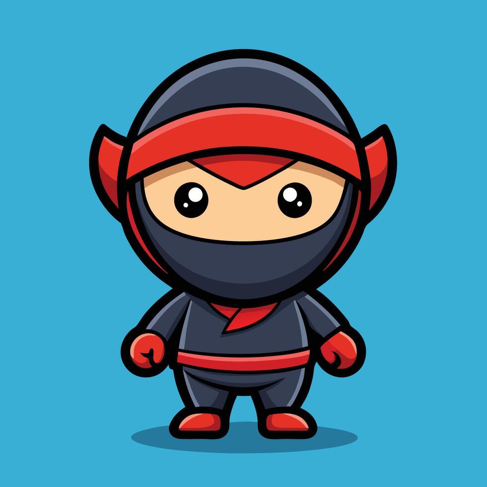 Illustration of a Cute Ninja Character with a Vibrant Cartoon Design vector