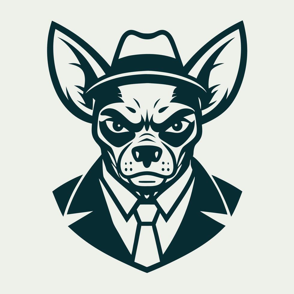 Serious Chihuahua Mafia Logo Design Featuring a Determined Chihuahua vector