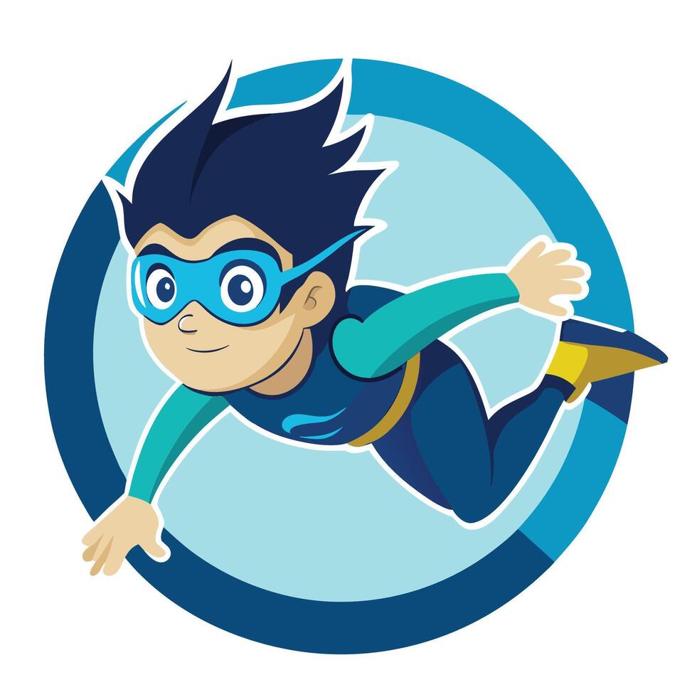Energetic Cartoon Character of a Diving Boy Performing a Plunge vector