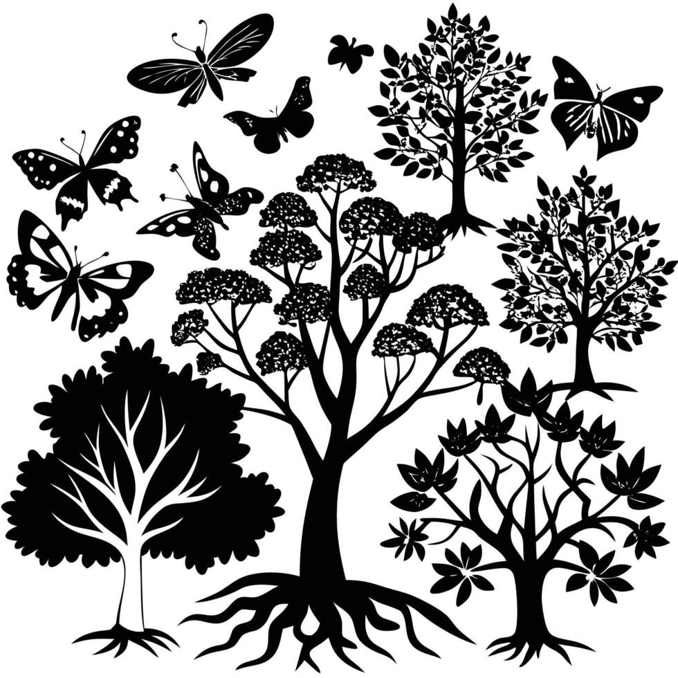 Majestic Trees and Buttes Adorning the Landscape vector