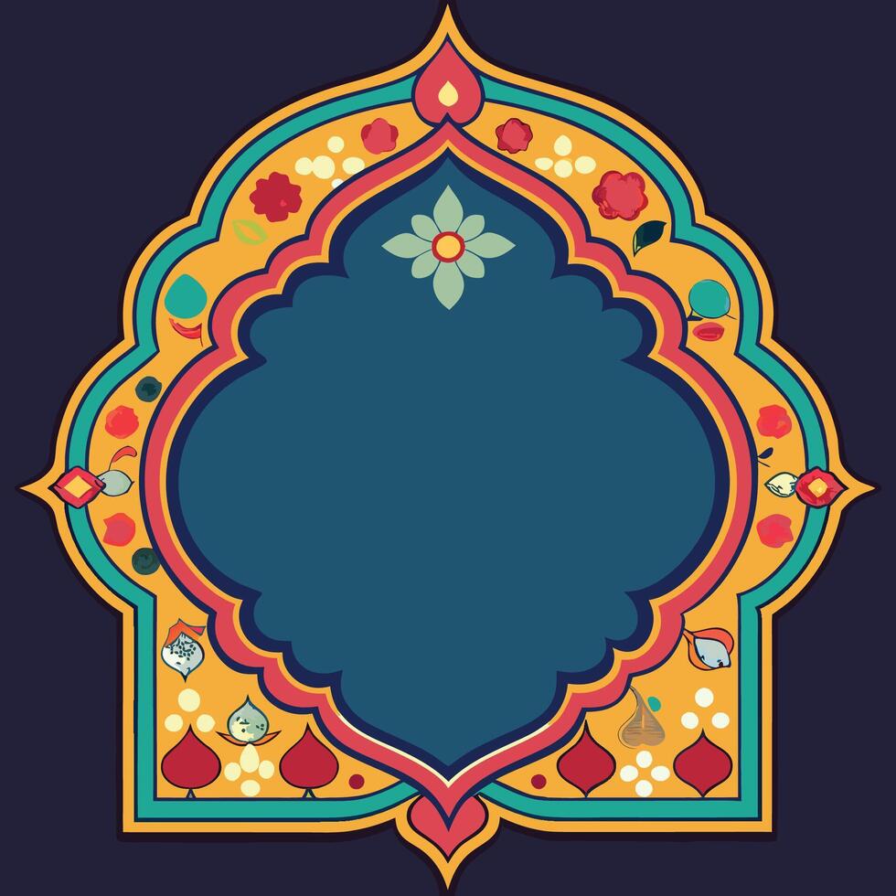 Vibrant and Intricate Mughal Inspired Decorative Frame with Colorful Patterns vector