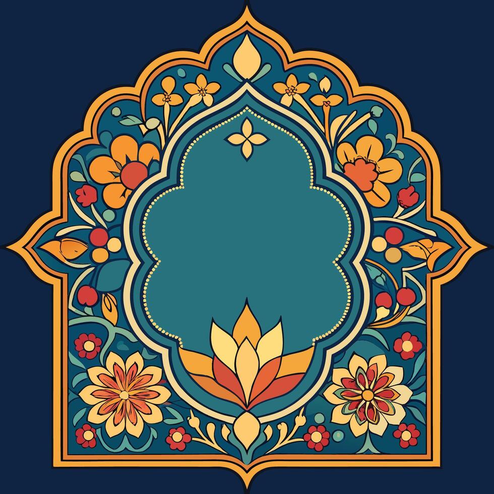 Ornate Traditional Moroccan Floral Tile Pattern in Vibrant Hues vector