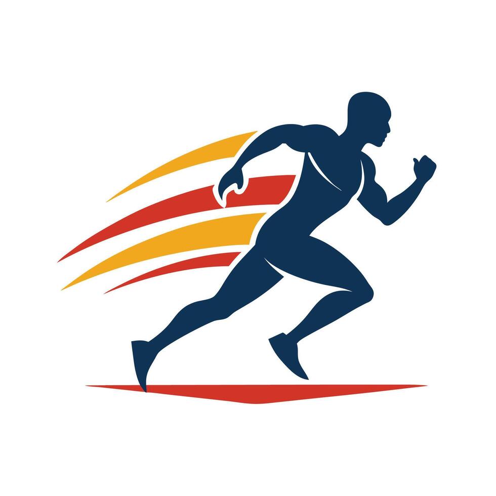 Silhouette of a Running Man in Action Editable Graphic Template vector