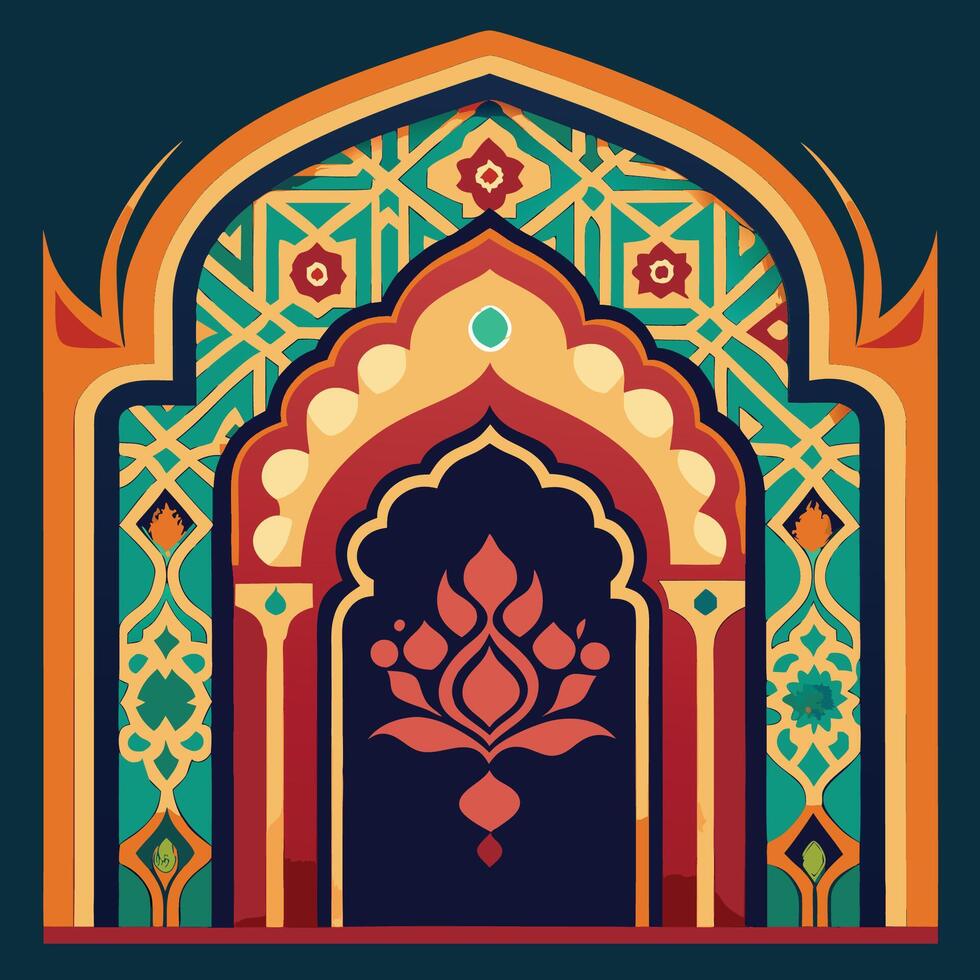 Intricate Traditional Arabesque Patterns Adorning an Andalusian Archway vector