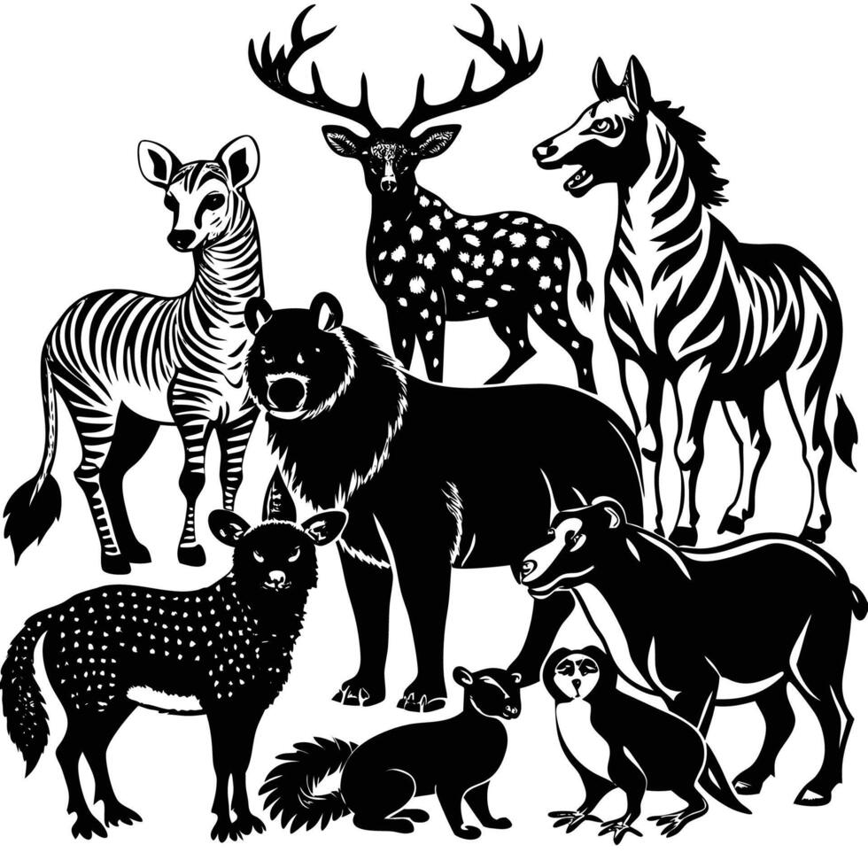 A Diverse Collection of Adorable and Majestic Animals vector