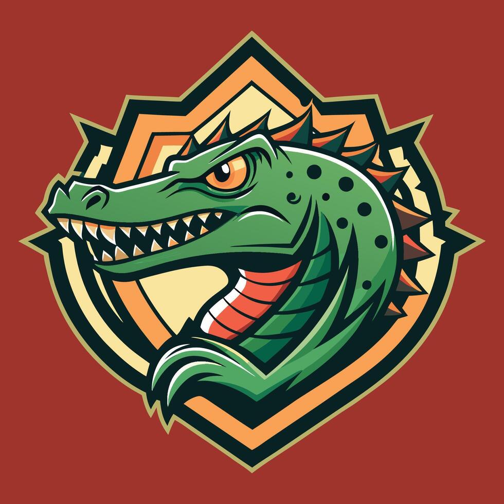 Vintage Crocodile Logo Template for Illustrator with Editable Elements vector