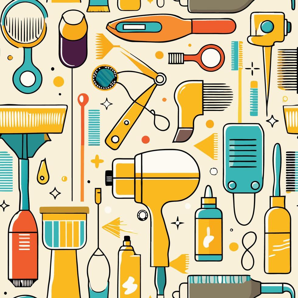 Professional Set of Hairdressing Tools for Barbershop and Hairstyling vector