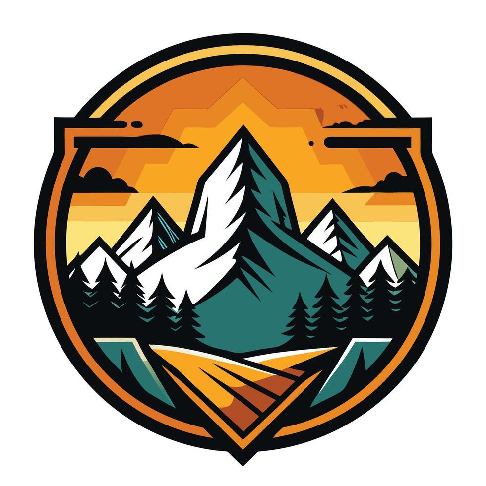 Vintage Mountain Adventure Emblem Logo Graphic vector