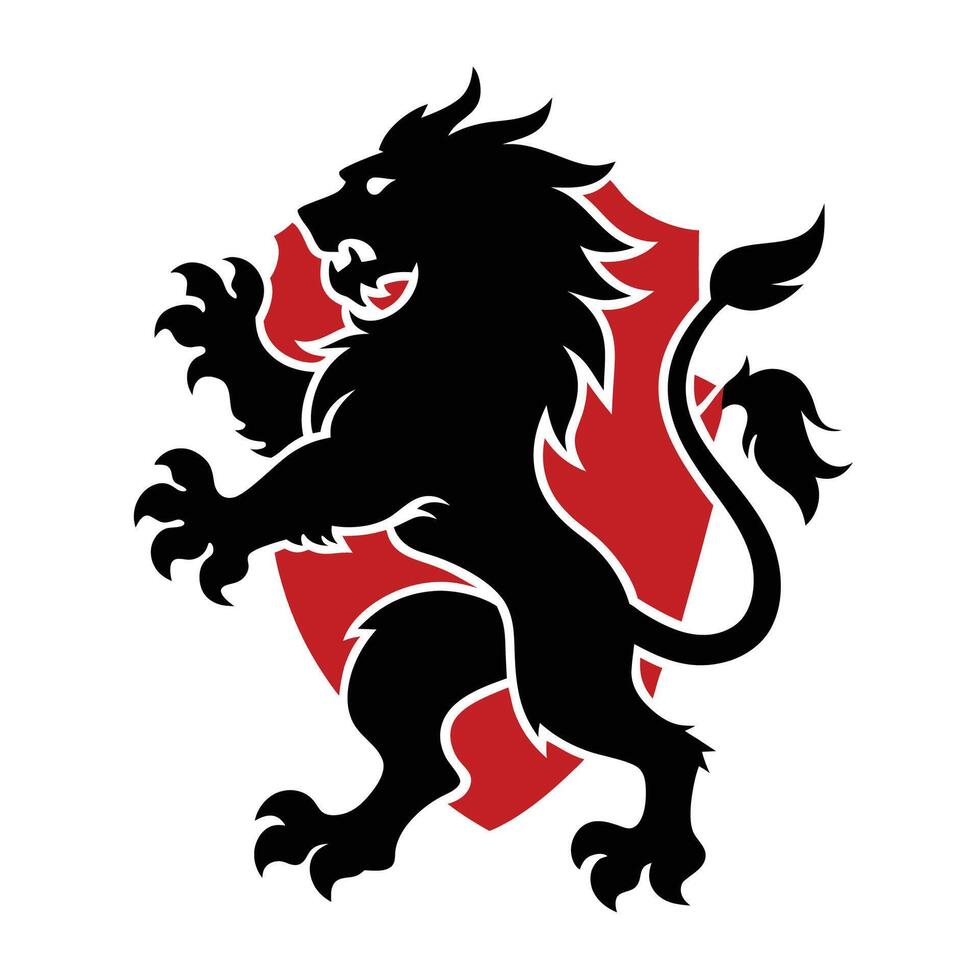 Majestic Silhouette of a Lion Emblazoned as a Royal Heraldry Crest vector