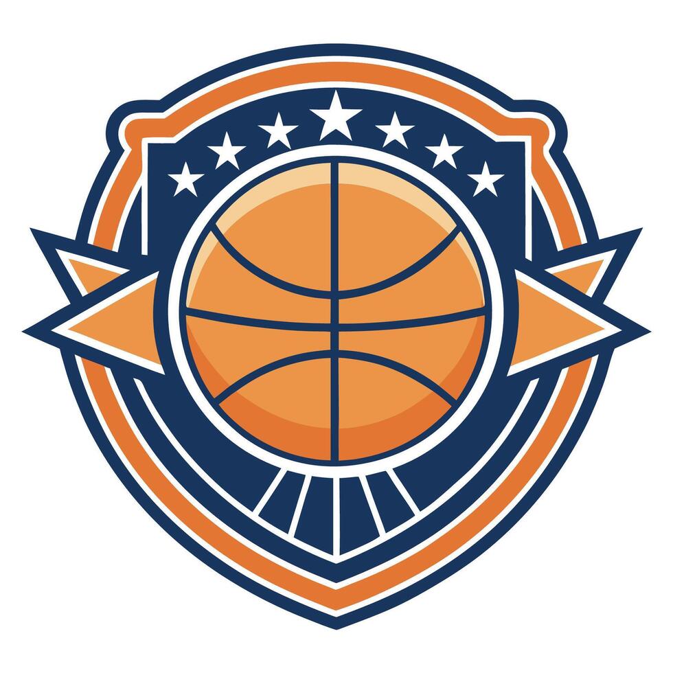 Vintage Basketball Badge Logo Graphic Template for Sports Teams and Apparel vector