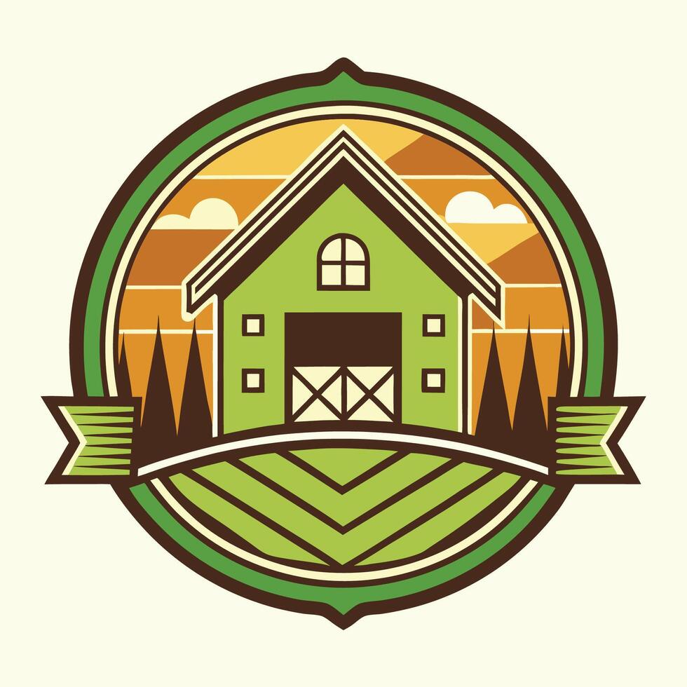 Vintage Farm House Badge Emblem Design Template for Branding vector