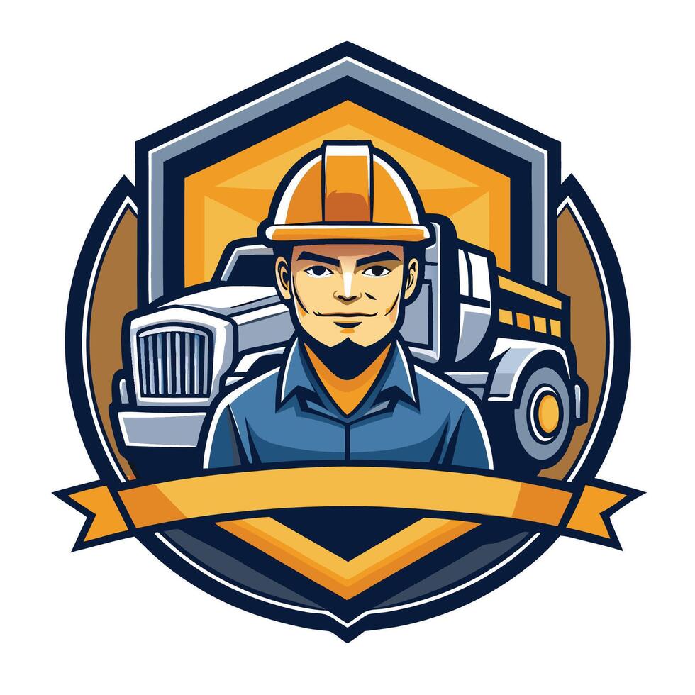 Emblazoned Construction Truck Builder Emblem Badge Set for Corporate Identity vector