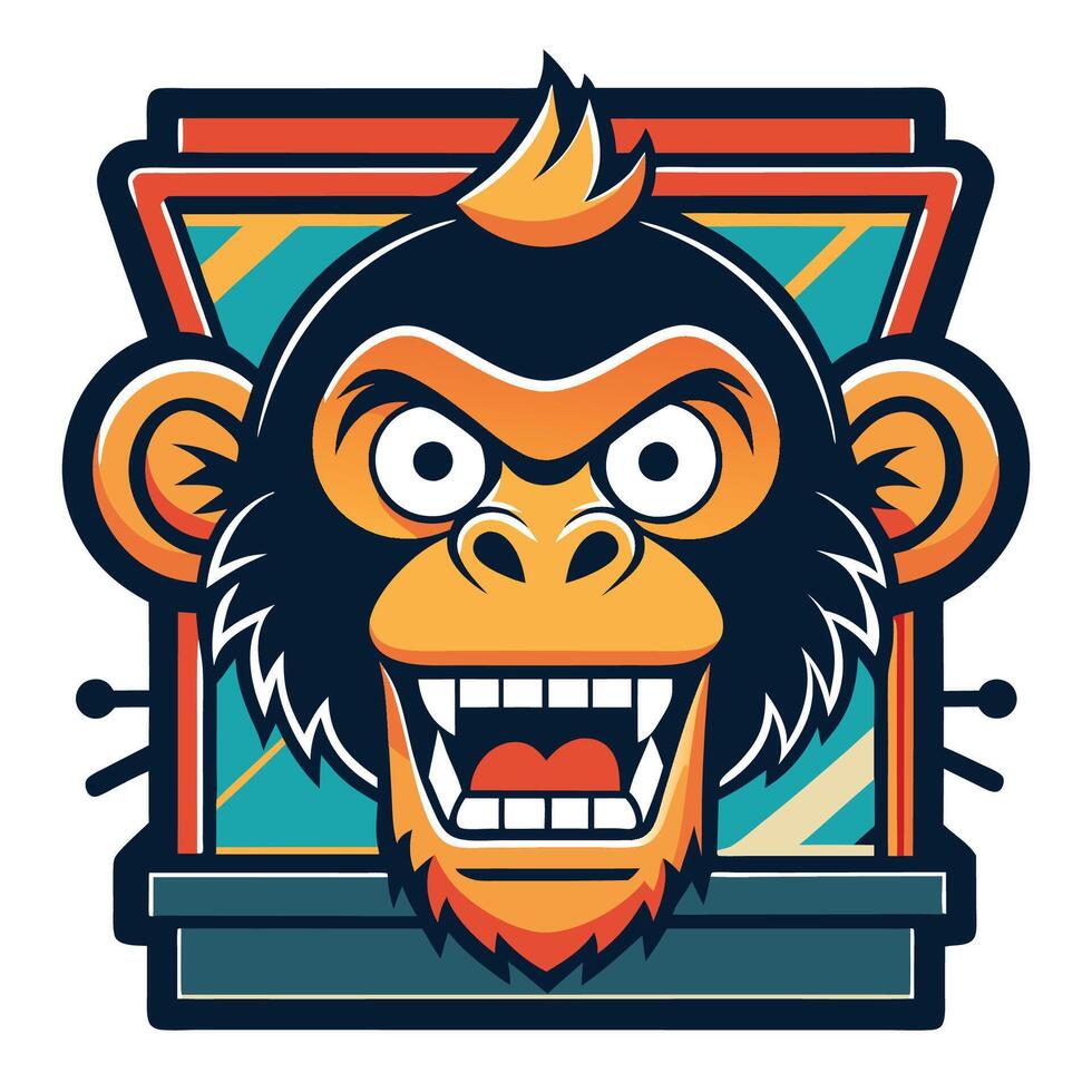 Creative Logo Screen Printing Design Featuring a Unique Monkey Head vector