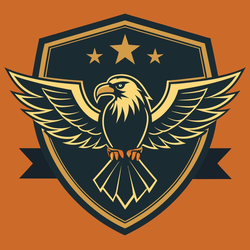 Majestic Eagle Badge in Vintage Silhouette Style vector