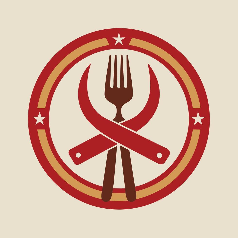 Horseshoe Logo Fork Dining Cutlery Western Bistro Restaurant Bar vector