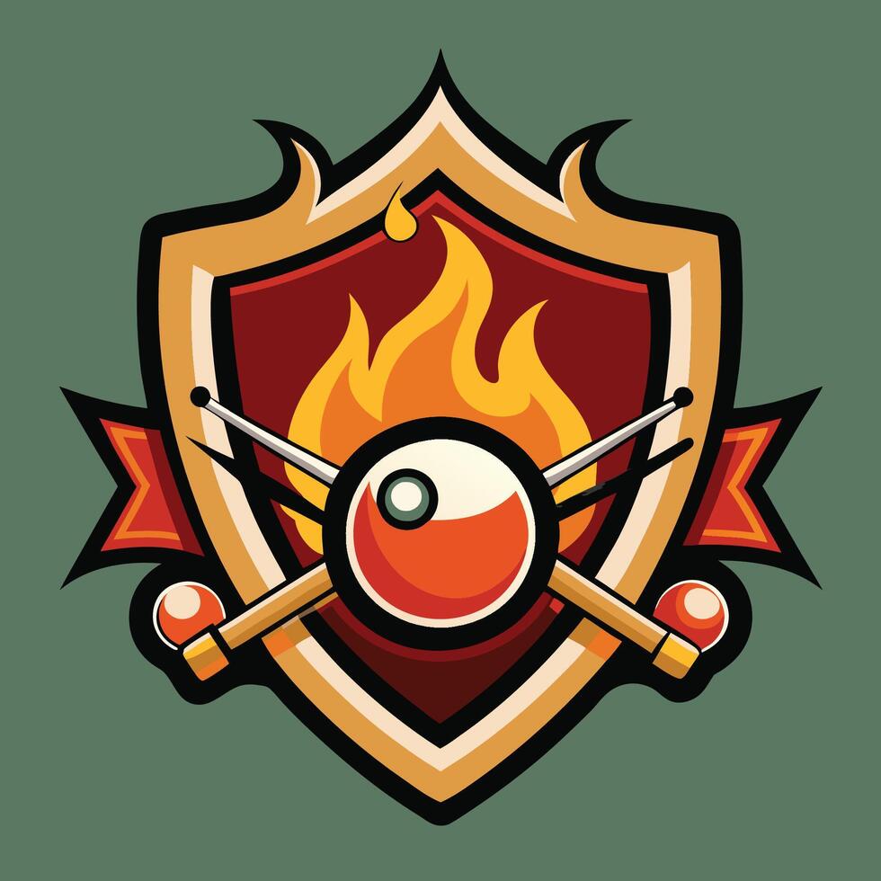Template for Billiard Flame Badge Set with Vibrant Logo Design vector